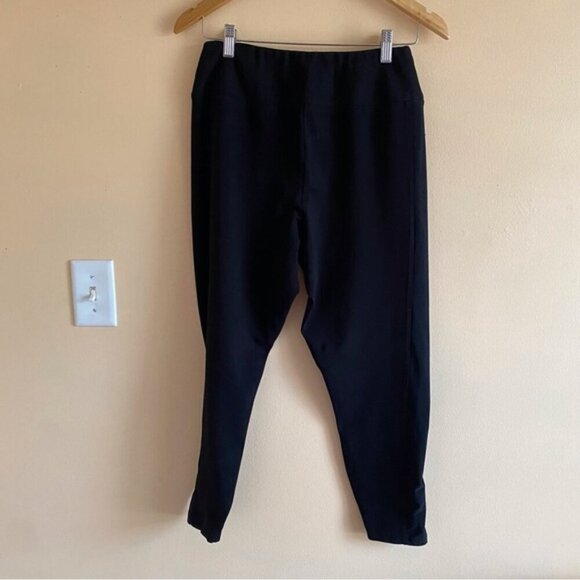 Sympli Pull on Pants Woman 12 Black Cropped Elastic Waist Stretch Jersey Knit - Picture 3 of 12